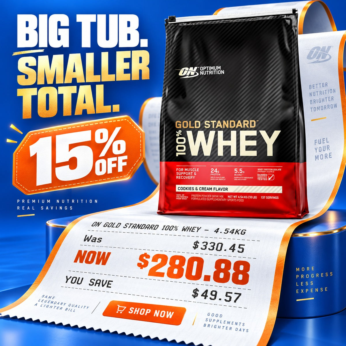 ON GOLD STANDARD 100% WHEY- 4.55KG