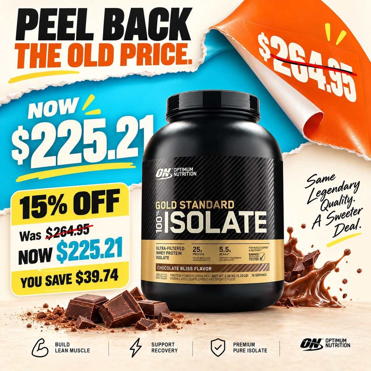 ON GOLD STANDARD 100% ISOLATE - 2.36KG (76 SERVE)