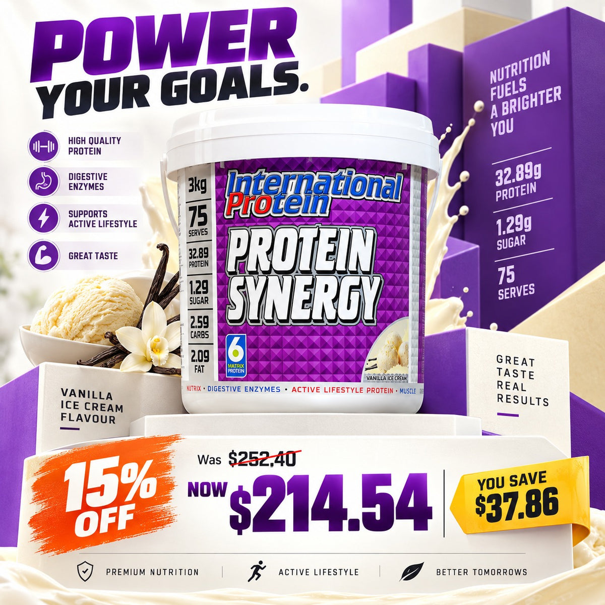 INTERNATIONAL PROTEIN	- PROTEIN SYNERGY - 3KG