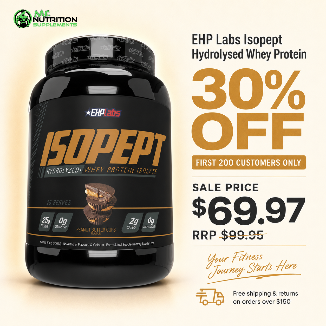 EHP Labs Isopept Hydrolysed Whey Protein