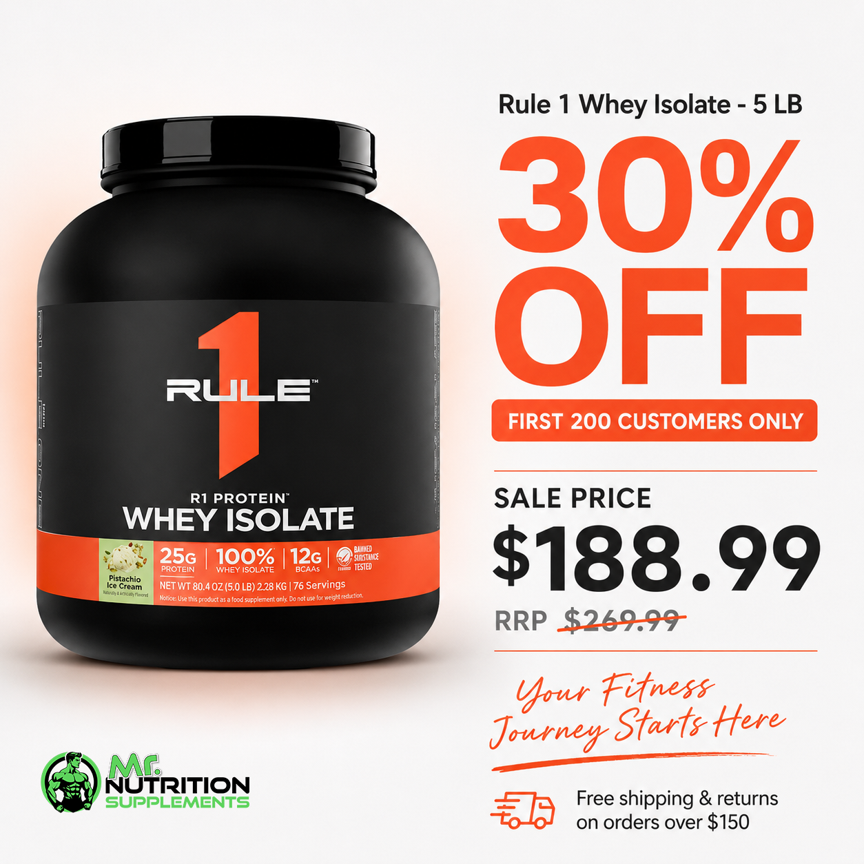 Rule 1 Whey Isolate - 5 LB